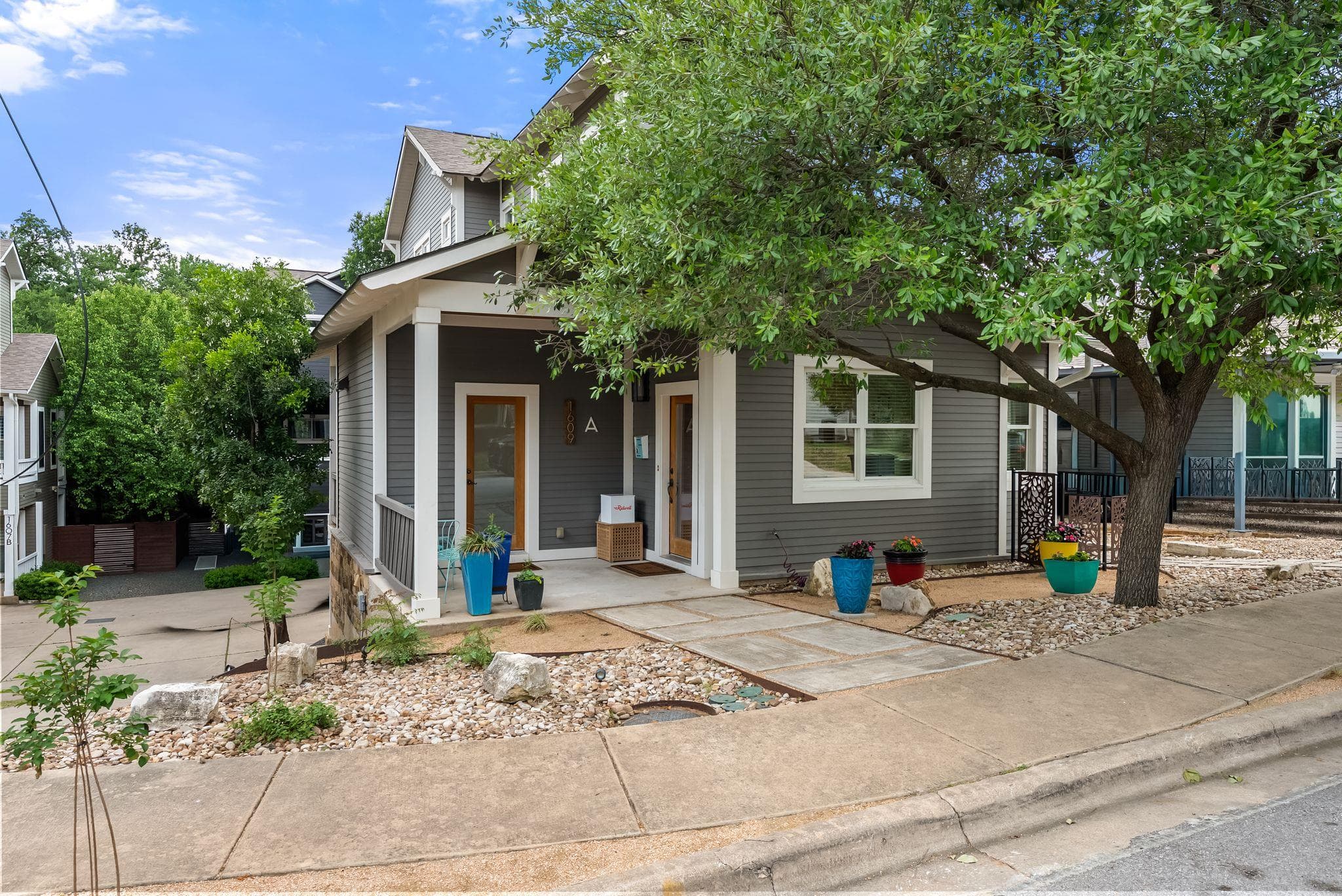 View of front of property featuring covered porch