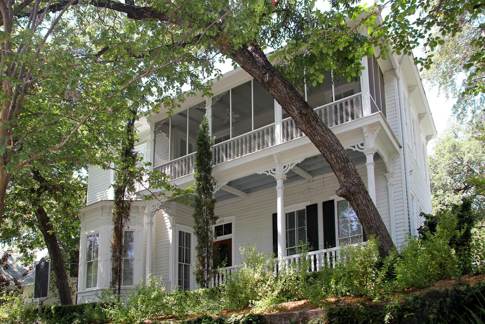 A historic Craftsman bungalow with a deep front porch in the Clarksville historic district, Austin